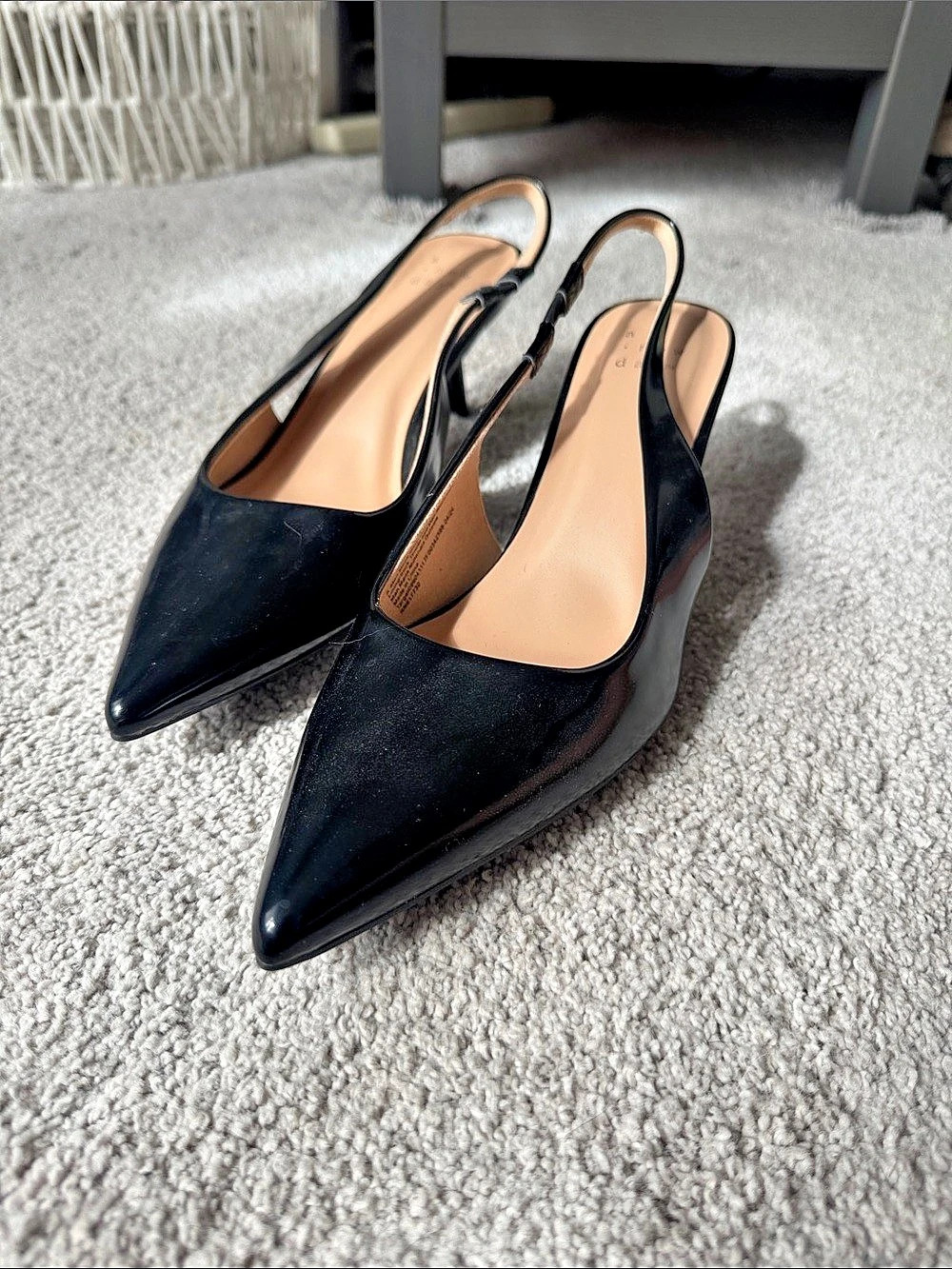 A New Day Kitten Slingback Heels Black Pointed-Toe